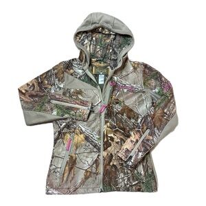 ScentLok Women’s Full Zip Hooded Fleece Jacket Carbon Alloy Wild Heart Size S